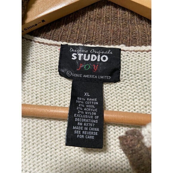 Vintage Designers Studio Women's Cream and Brown Snowman Holiday Sweater Vest XL - Picture 6 of 9